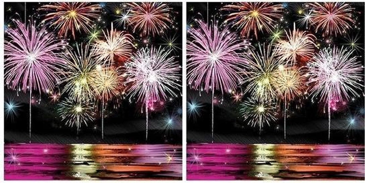 40x Kerst/nieuwjaar servetten met vuurwerk print 33 x 33 cm - wegwerpservetten/kerstservetten
