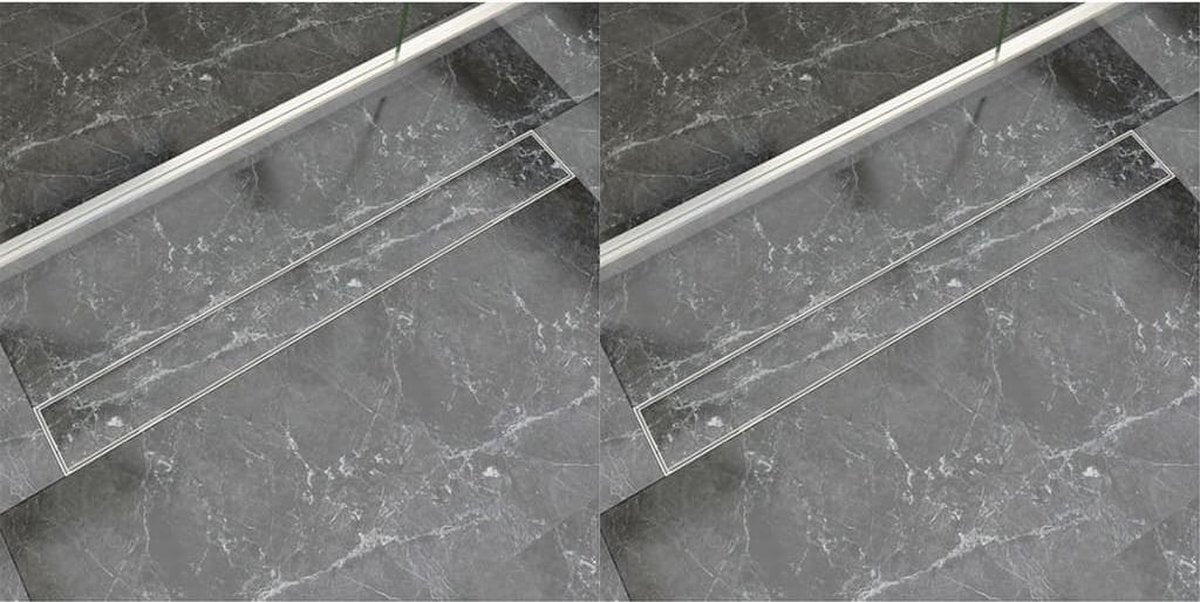 vidaXL Doucheafvoer 2 st rechthoekig 930x140 mm roestvrij staal