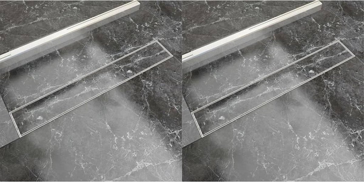vidaXL Doucheafvoer 2 st rechthoekig 730x140 mm roestvrij staal