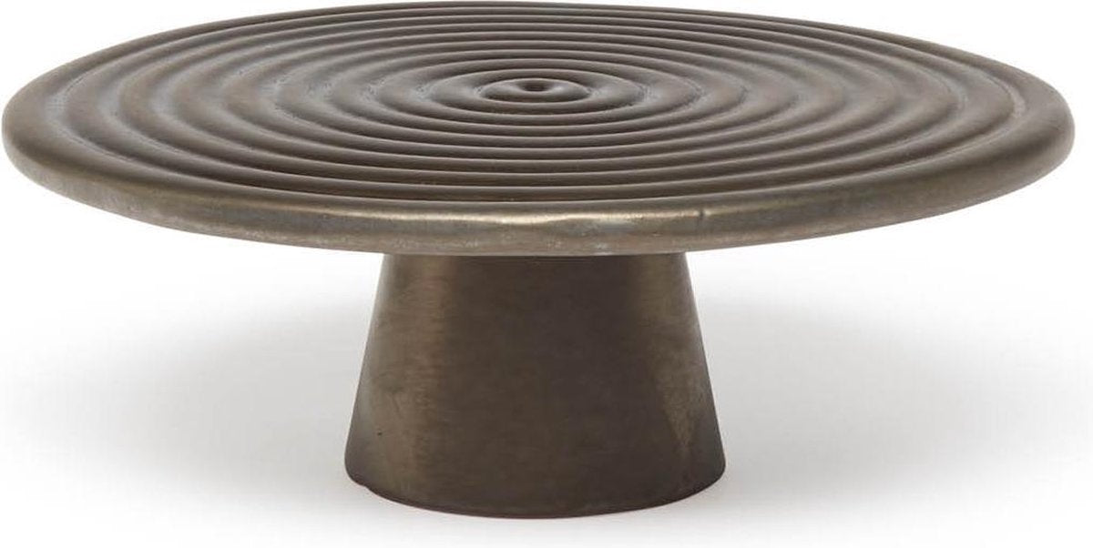 Dutchdeluxes - Presentatieplateau Small - Keramiek - Mat Platinum - Rond ⌀20 cm x 7
