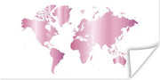 Muurdecoratie - Wereldkaart - Roze - Schilderij - 80x40 cm - Poster