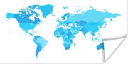 Muurdecoratie - Wereldkaart - Blauw - 80x40 cm - Poster