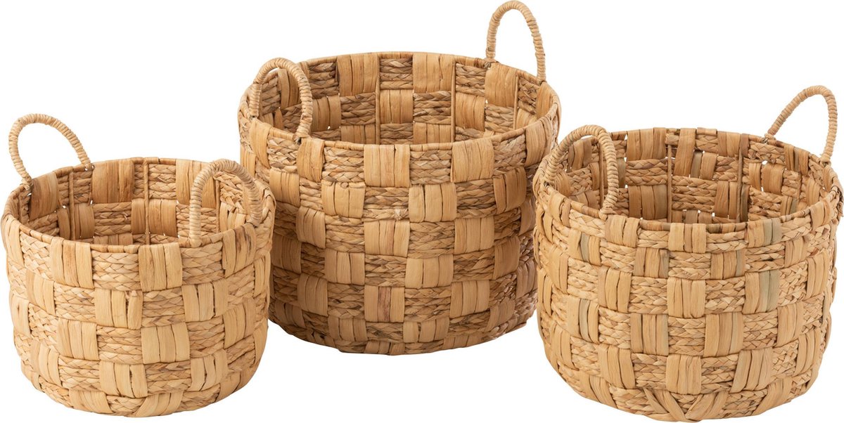 J-Line Set Van 3 Manden Rond Waterhyacint Naturel