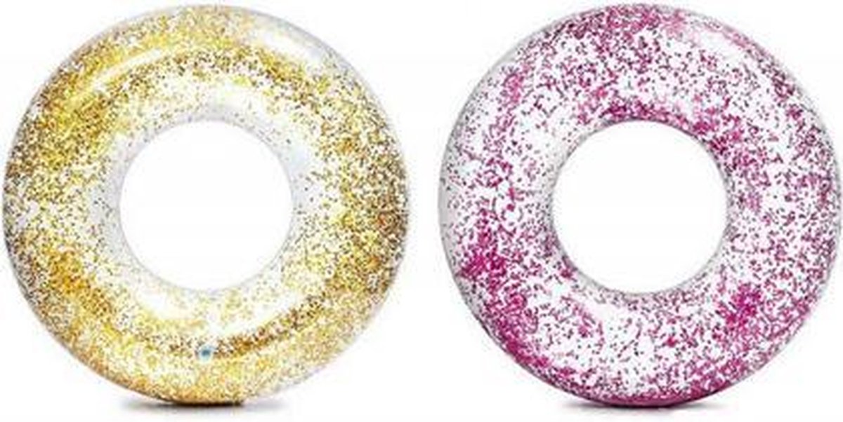 Intex Transparent Glitter zwemband - roze en goud - 107 centimeter