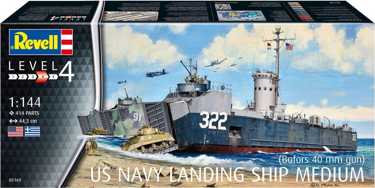 1:144 Revell 05169 US Navy Landing Ship Medium (Bofors 40mm Gun) Plastic kit