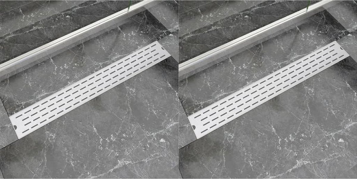 vidaXL Doucheafvoer 2 st rechthoekig lijn 830x140 mm roestvrij staal