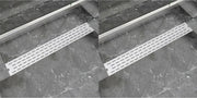 vidaXL Doucheafvoer 2 st rechthoekig lijn 830x140 mm roestvrij staal