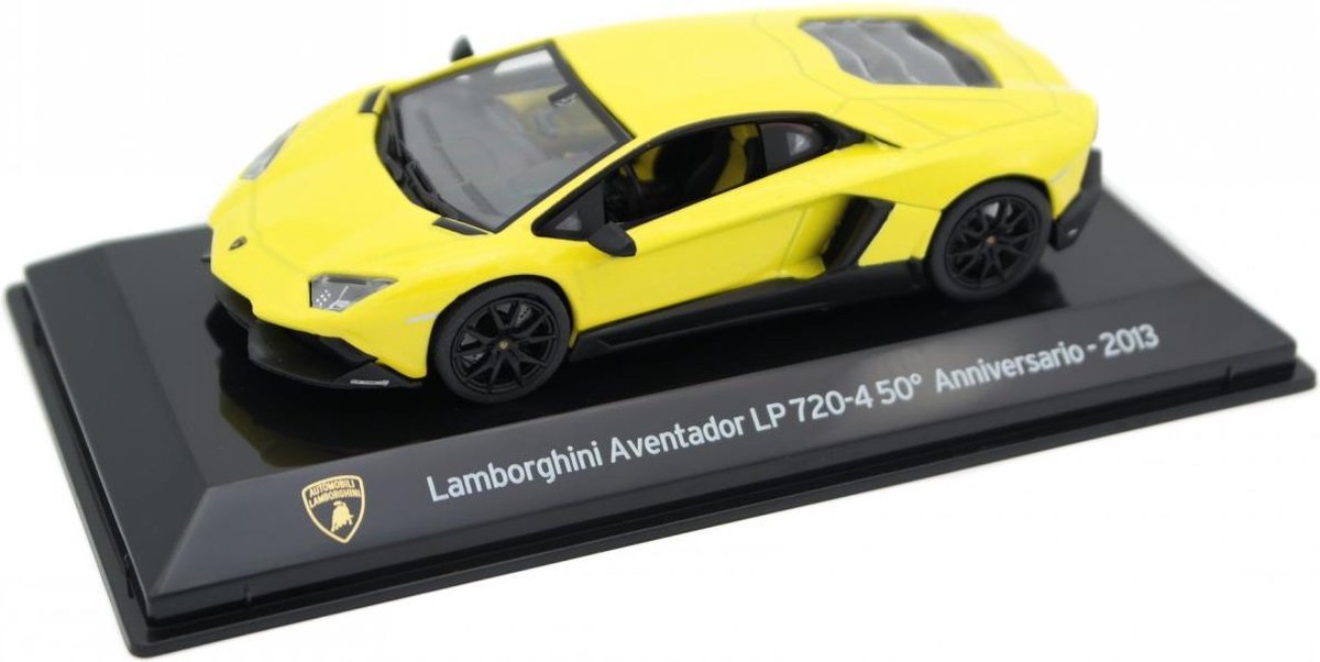 Lamborghini Aventador LP720-4 Anniversario 2013 (Geel) (10 cm) 1/43 Atlas - Modelauto - Schaalmodel - Model auto - Miniatuurauto - Miniatuur autos