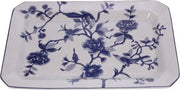 Schaal plat Bloemen/vogels blauw/wit RH 34x3x22