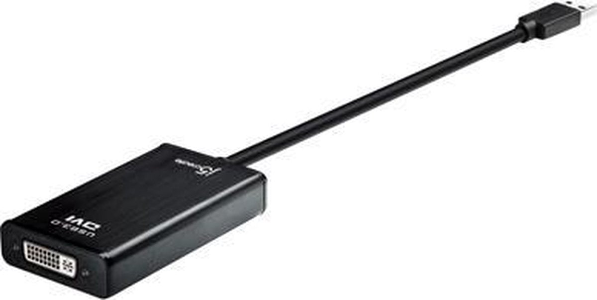 j5create JUA330 USB 3.0 DVI-I Zwart kabeladapter/verloopstukje