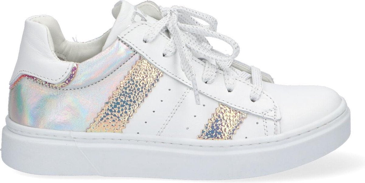 Braqeez 421300-591 Meisjes Lage Sneakers - Wit - Leer - Veters