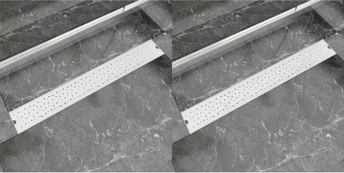 vidaXL Doucheafvoer 2 st rechthoekig bubbel 830x140 mm roestvrij staal