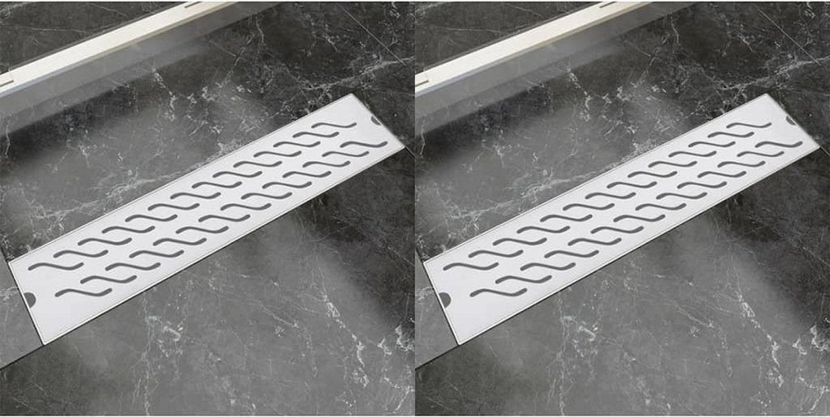 vidaXL Doucheafvoer 2 st rechthoekig golvend 530x140 mm roestvrij staal