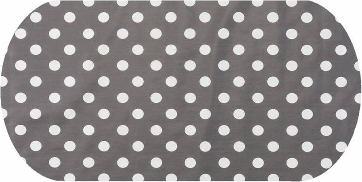 MixMamas Tafelzeil Ovaal - 140 x 250 cm - Stippen - Grijs/Wit