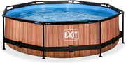 EXIT Wood zwembad ø300x76cm met filterpomp - bruin
