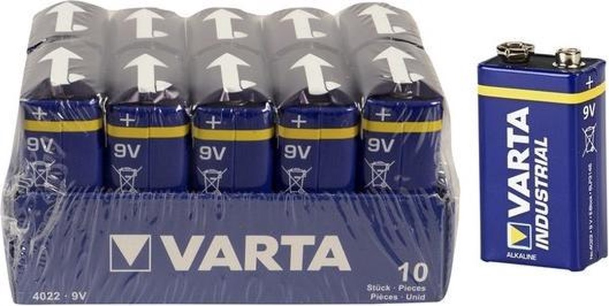 10 Varta Industrial 9 Volt Batterijen