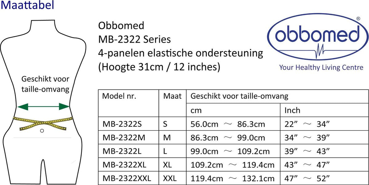 Elastische 4 banden bandage - voor extra steun en stevigheid aan de rug