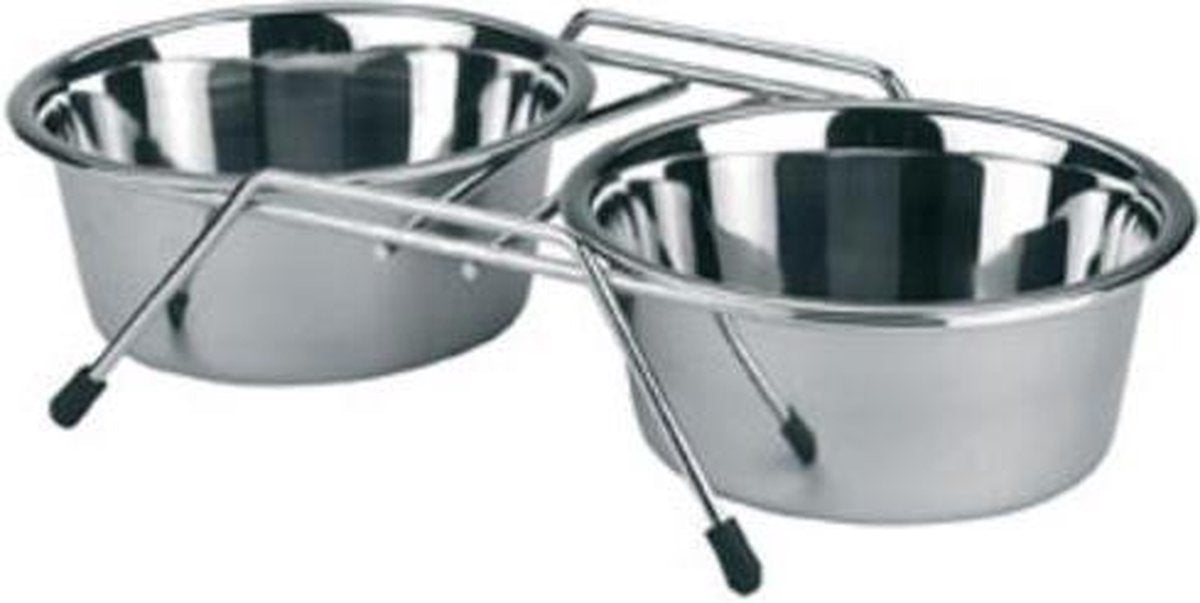 Kerbl Dubbel Voerbak met 2x 900 Ml Rvs Bakjes