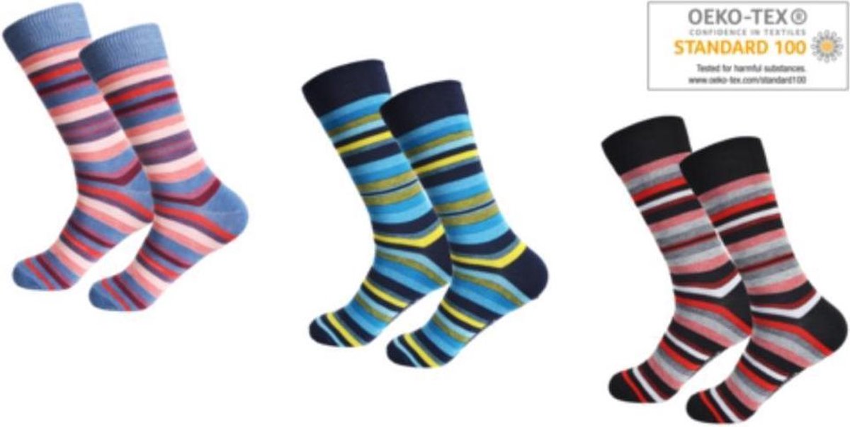 GIANVAGLIA DAMES SOKKEN KATOEN/BLAUW/GEEL/ROOD/ZWART/ARGYLE/GERUIT/ 6 PAAR MAAT 35-38
