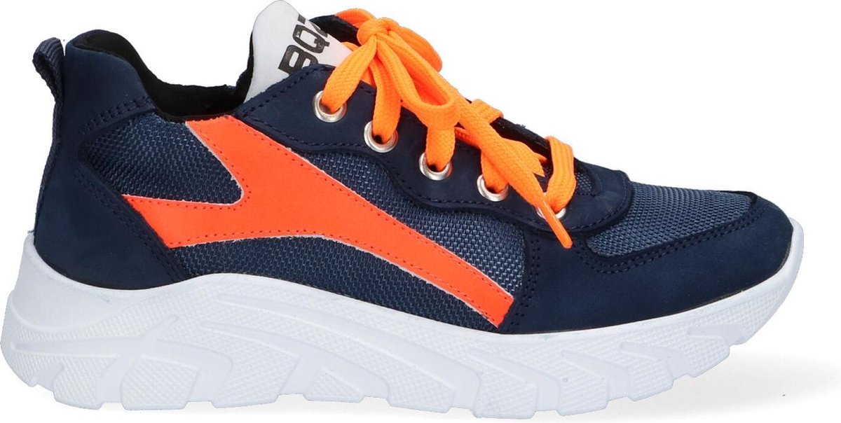 Braqeez 421308-520 Jongens Lage Sneakers - Blauw - Leer - Veters