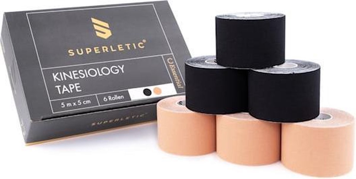 CAPITAL SPORTS Elek Kinesiotape - Sport tape rollen 5 m x 5 cm - katoen en acryl lijmlaag - waterproof - latexvrij