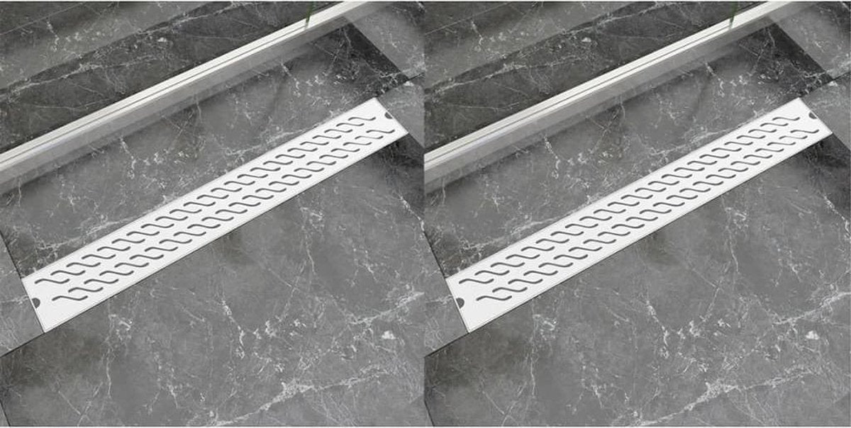 vidaXL Doucheafvoer 2 st rechthoekig golvend 830x140 mm roestvrij staal