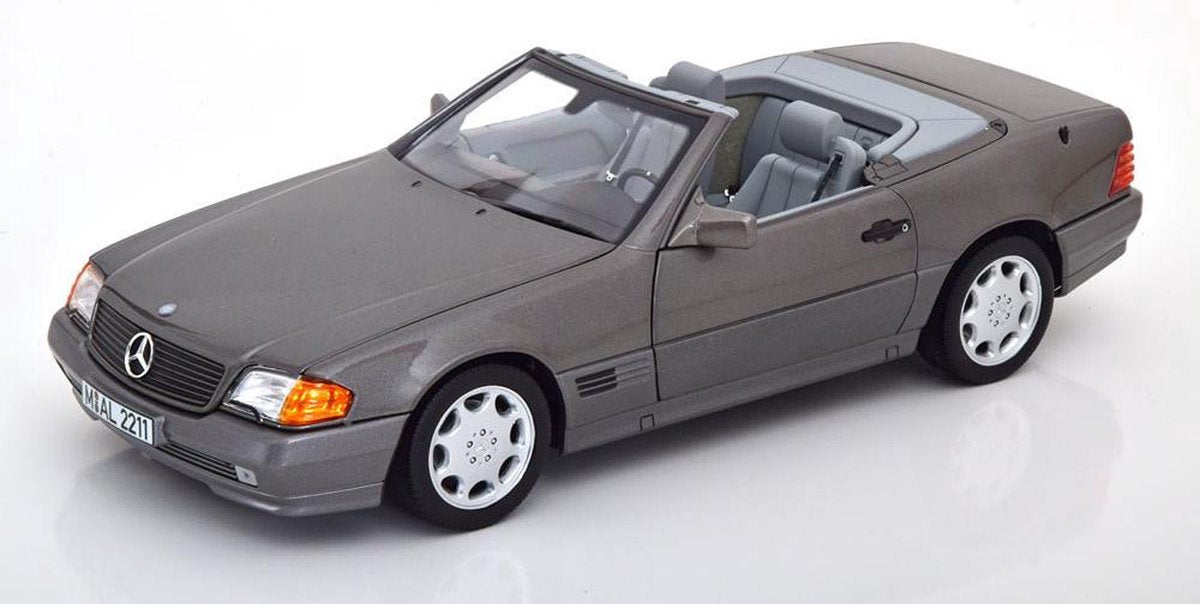 Mercedes-Benz 500 SL ( R129 ) Roadster 1989 Grijs Metallic 1-18 Norev