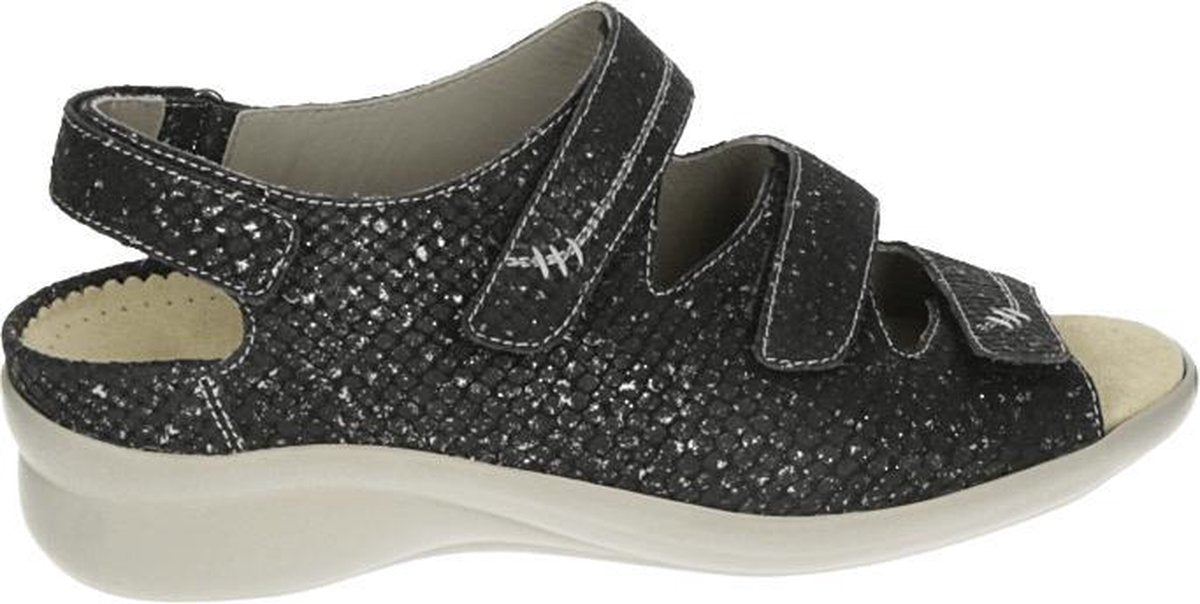 Durea 7350 K - Volwassenen Platte sandalenDames Sandalen - Kleur: Zwart - Maat: 42.5