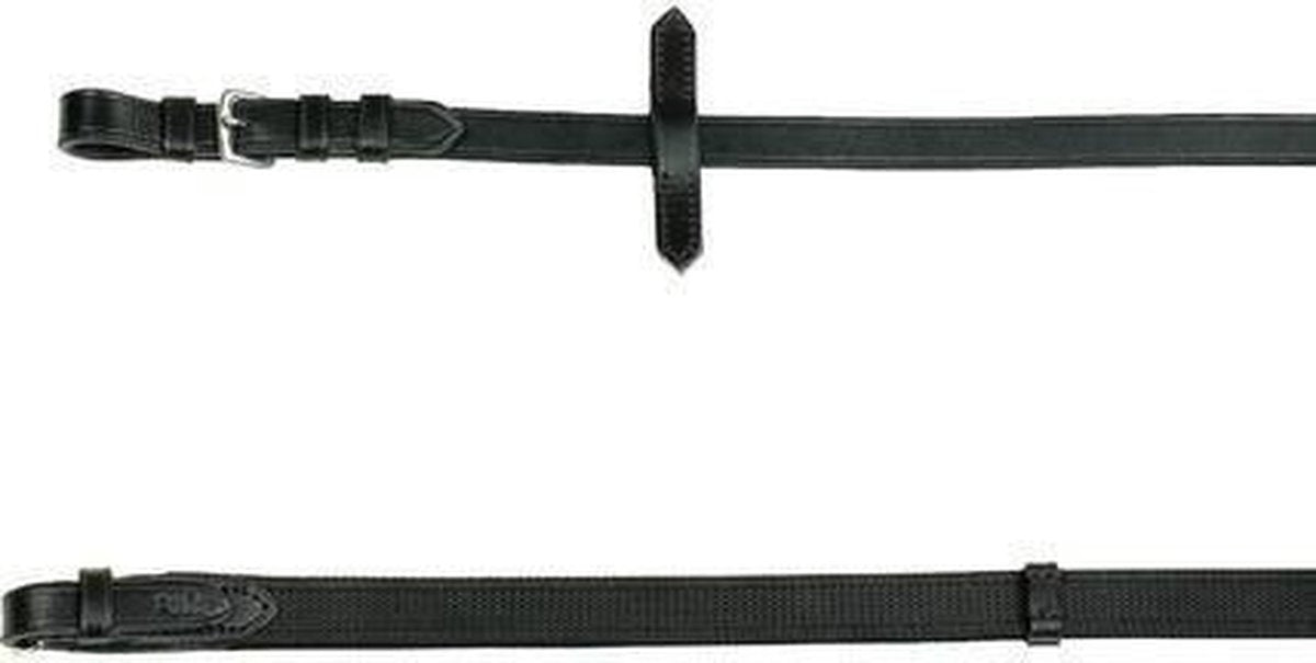 Horze Doorgenaaide Leren/rubber Teugels Black Full