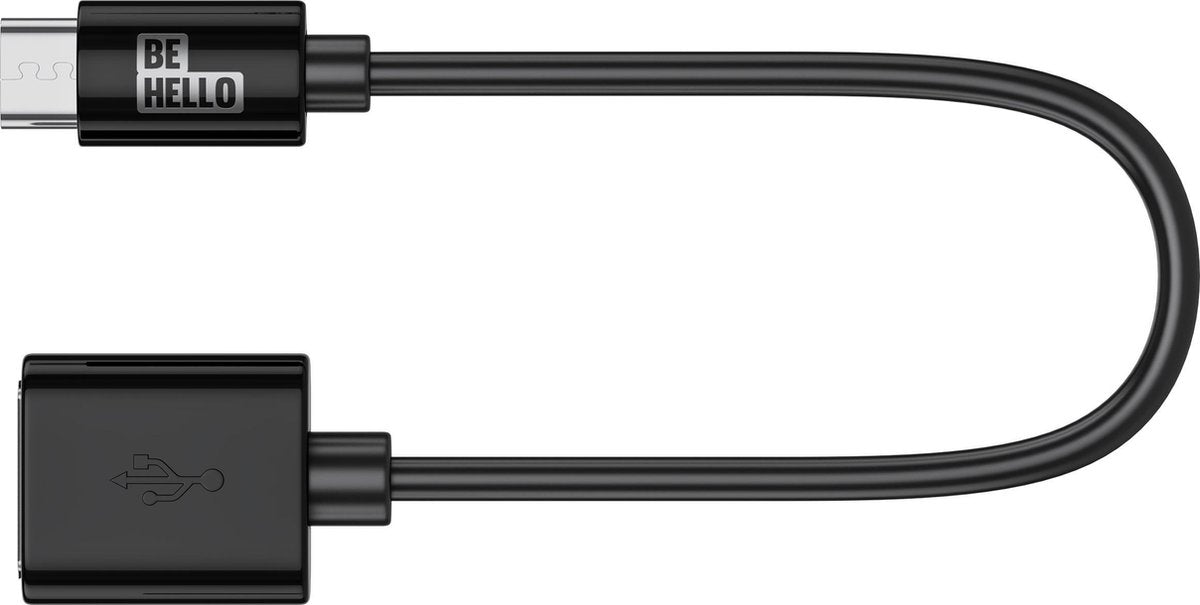 BeHello Telefoon Laad en Sync Kabel - USB-C to Female USB (0.2m) Zwart