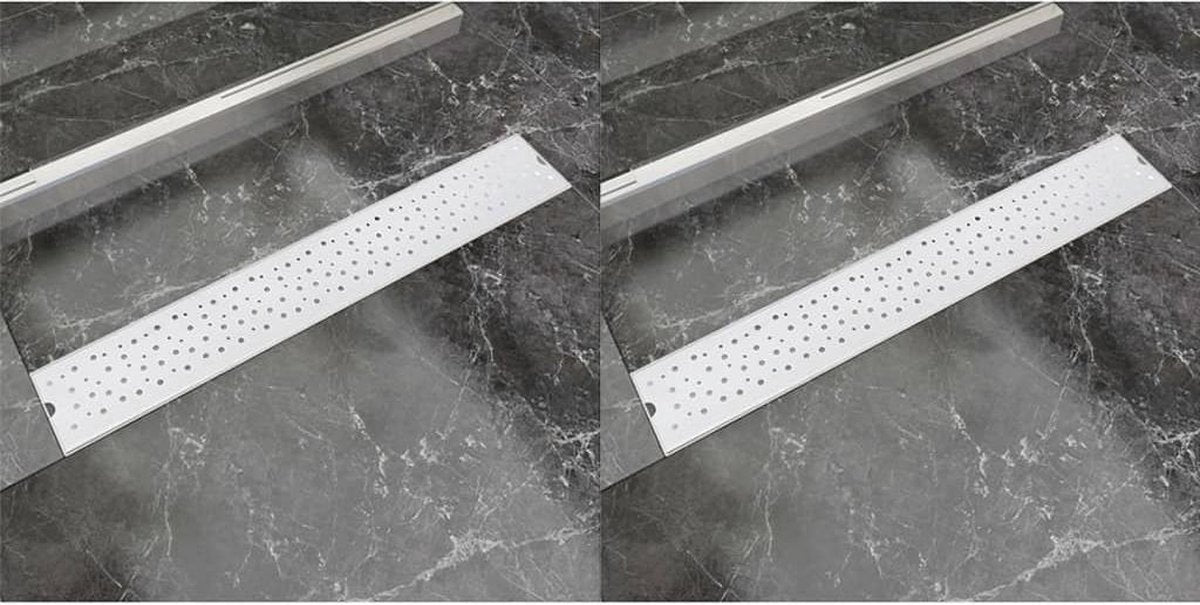 vidaXL Doucheafvoer 2 st rechthoekig bubbel 730x140 mm roestvrij staal