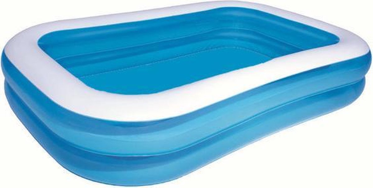 Opblaasbaar Zwembad Rechthoekig Blauw - 300x175x42cm - Kinderbad - Familie bad - Zwemparadijs - opblaas zwembad in tuin XXL - extra groot - met leegloop ventiel