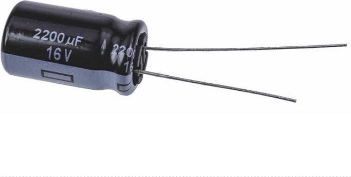 Condensator 22uF 16V 105˚C | 5x10mm | verpakt per 10 stuks