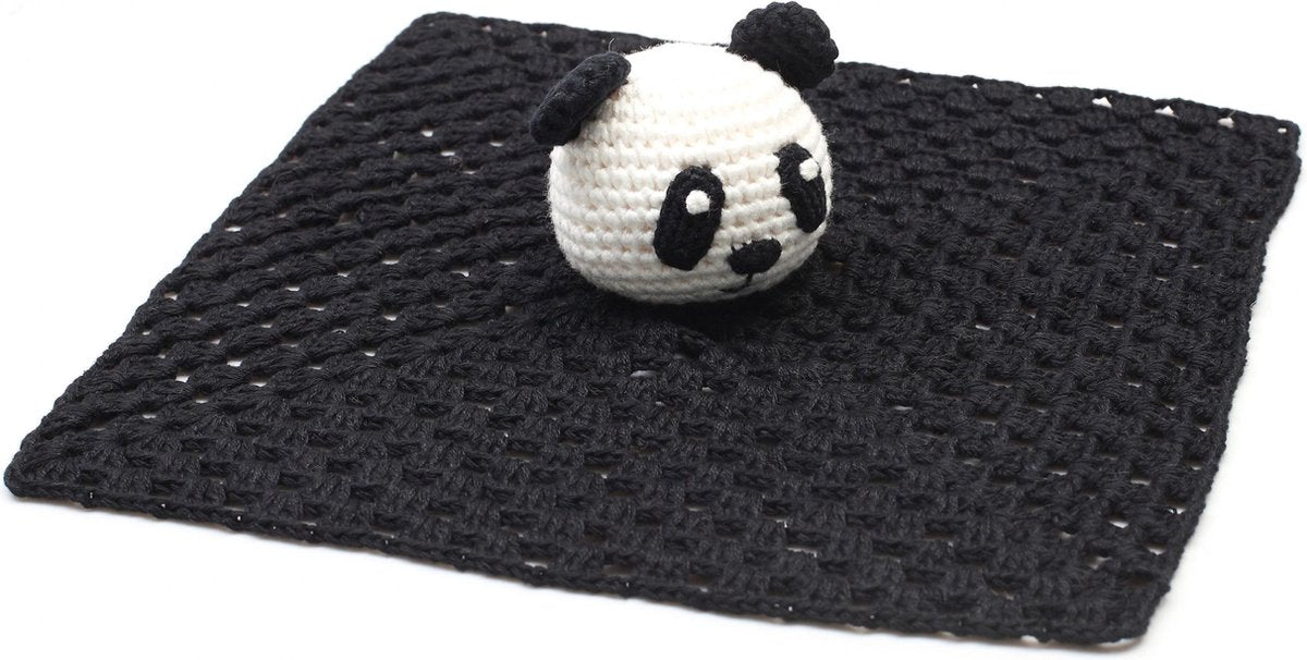 Naturezoo Knuffeldoekje Panda Gehaakt 10 Cm Zwart