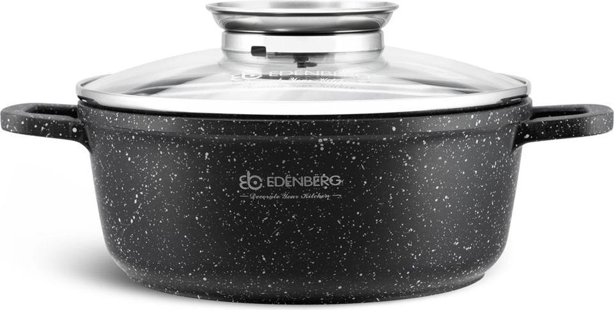 Edënbërg Stonetec Line - Luxe Aluminium Kookpan/Braadpan met Deksel - Ø 24 cm