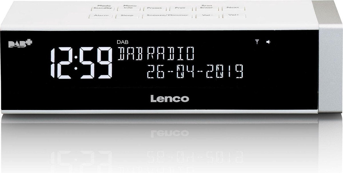 Lenco CR-630 - Wekkerradio DAB+ met USB aansluiting en AUX - Wit