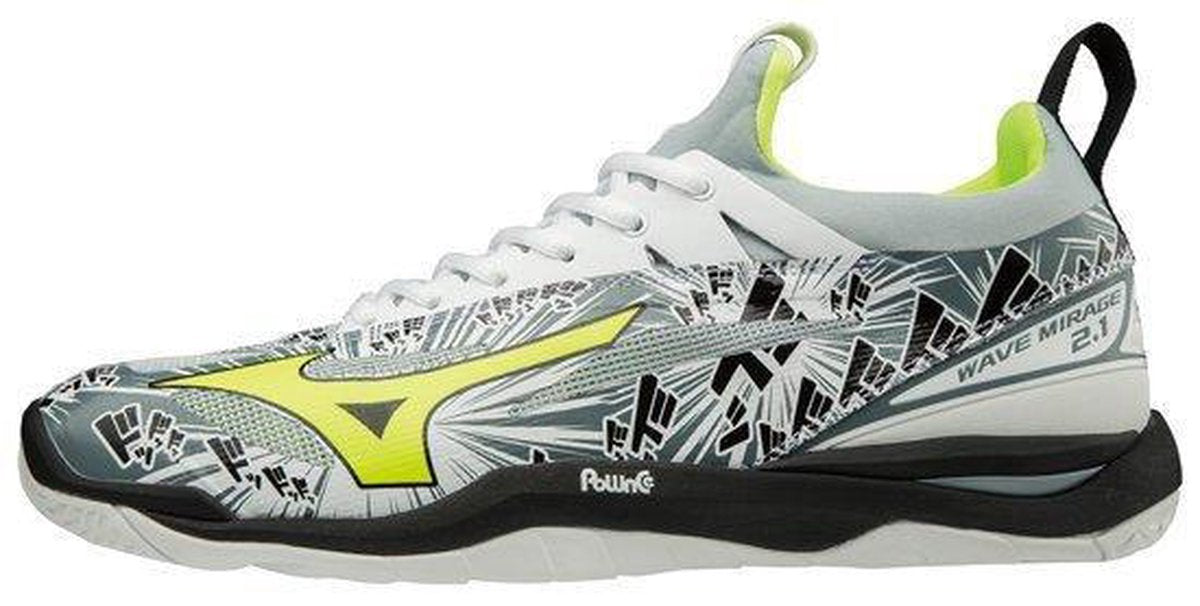 Mizuno Wave Mirage 2.1 wit geel handbalschoenen uni (X1GA1850-48)