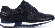 Hassia Vrouwen Suède Crocoprint Lage sneakers / Damesschoenen 302026 - Blauw - Maat 37