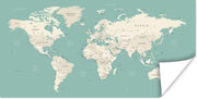 Muurdecoratie - Wereldkaart - Blauw - Atlas - 80x40 cm - Poster