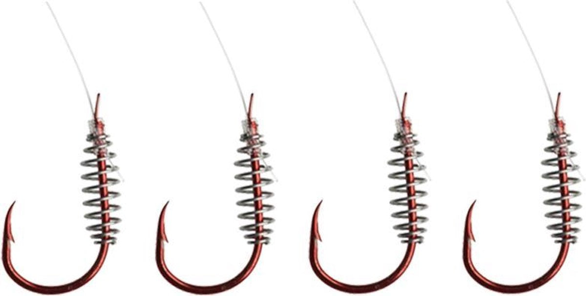 Dam Spezi Paste - Onderlijn - Haakmaat 6 - 0.22mm - 3.2kg - 7lbs - 80cm - 4 Stuks - Rood