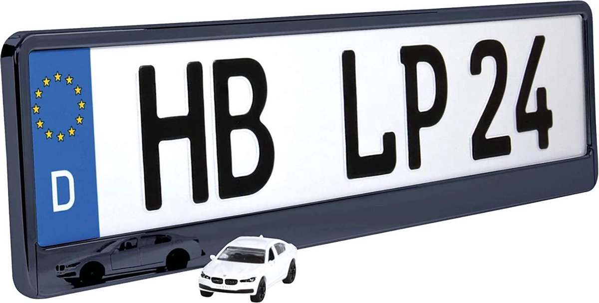 KTPH Kentekenplaathouder - Nummerplaathouder - Click - 52x11cm - Hoogglans Zwart