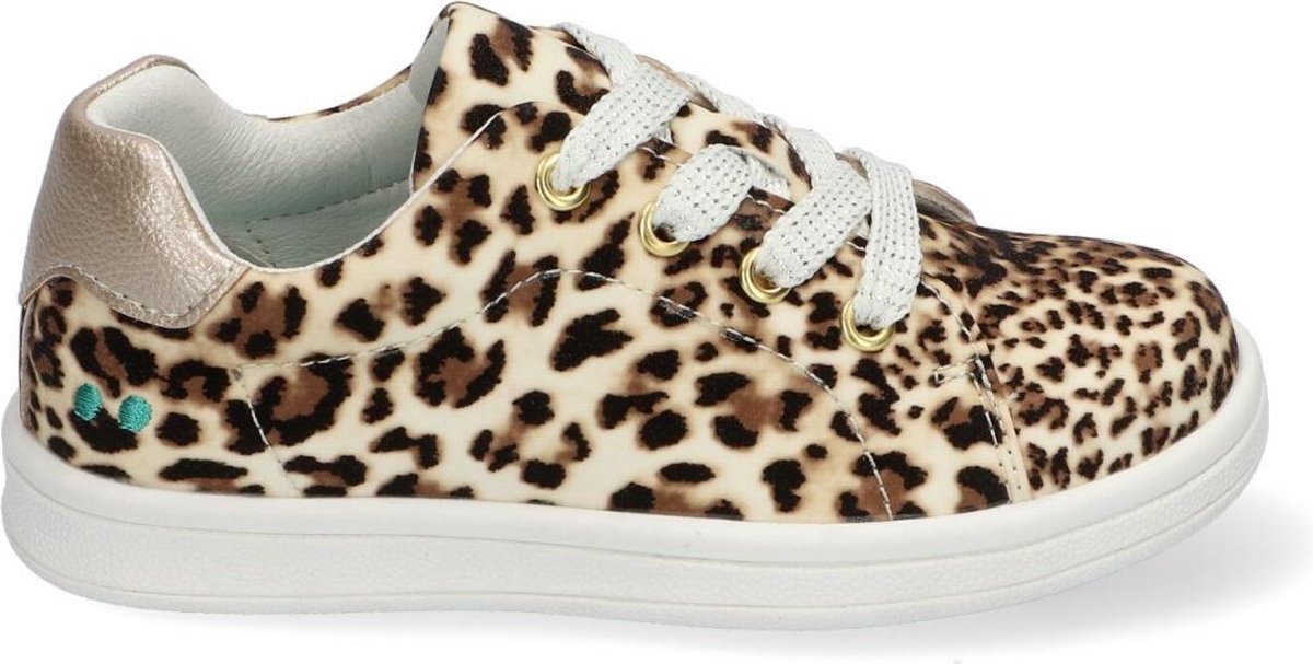 Bunnies JR 220141-906 Meisjes Lage Sneakers - Bruin - Imitatieleer - Veters