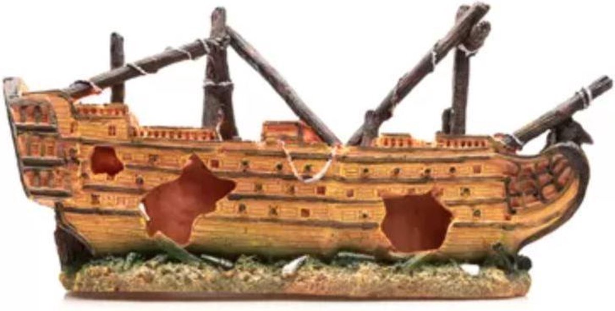 Aquarium ornament decoratie | Boot oranje gezonken