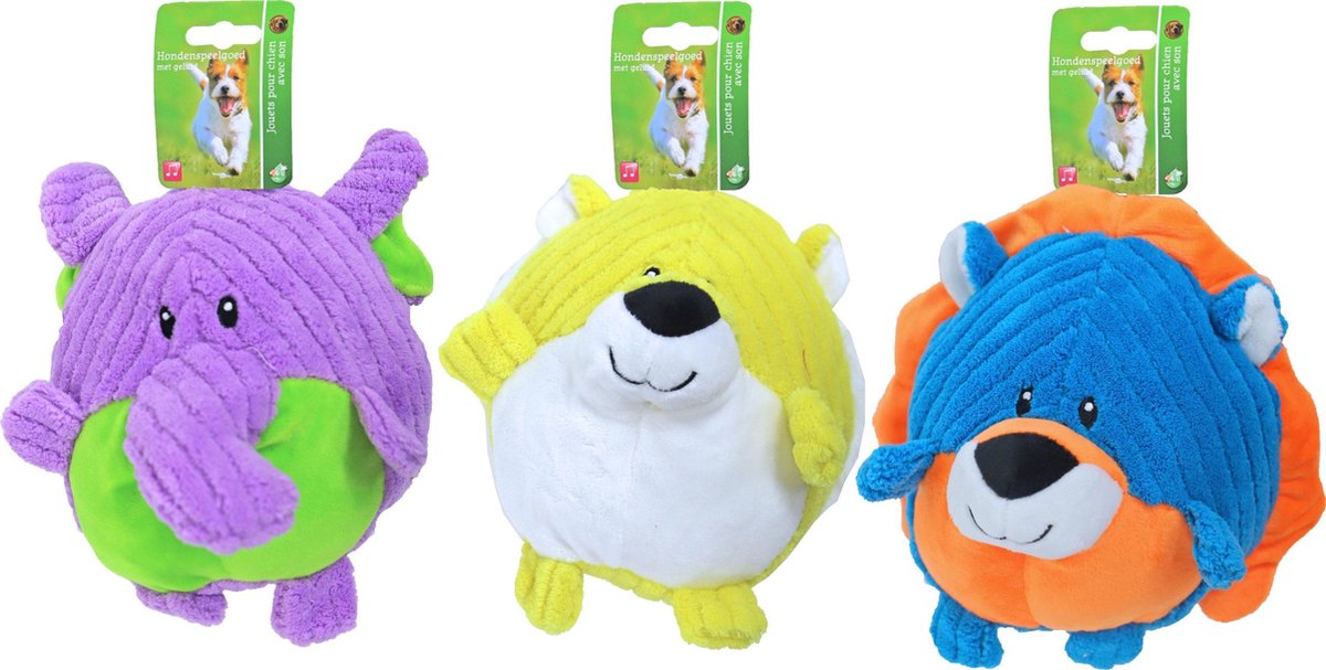 Hondenspeelgoed buddy ball corduroy mix colour  20 cm per 3 stuks