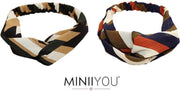 MINIIYOU® Set 2 stuks | Viscose dames haarbanden bruin - rood strepen | Vrouwen - tieners - meiden - volwassenen haarbanden