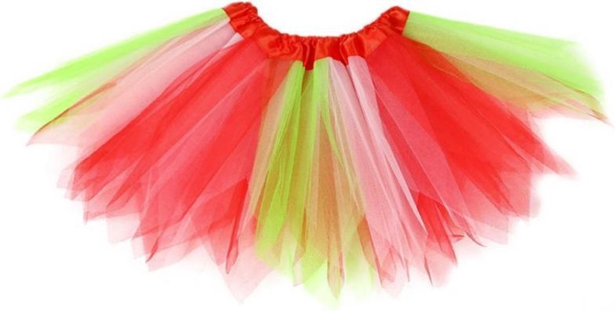 Rood groen tutu rokje - maat 110 116 128 134 140 146 - elfje elf natuur tinkebell ballet turnen tule rok petticoat