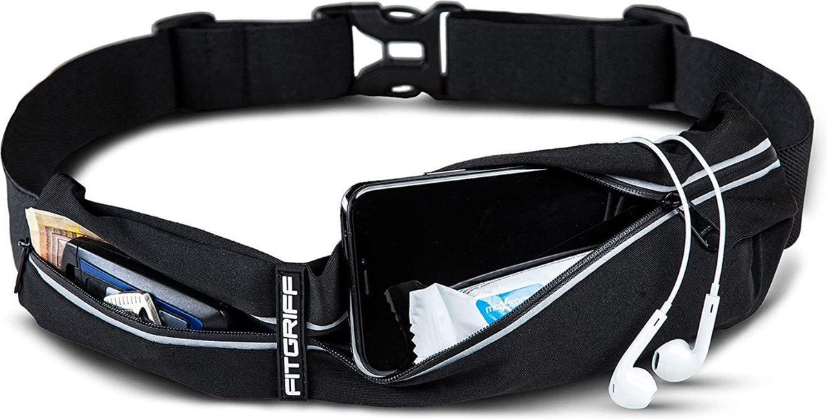 Hardloopriem Heupband Running Belt Sportband Riem Met Smartphone Houder Sport Heupband Opbergband Classic Zwart