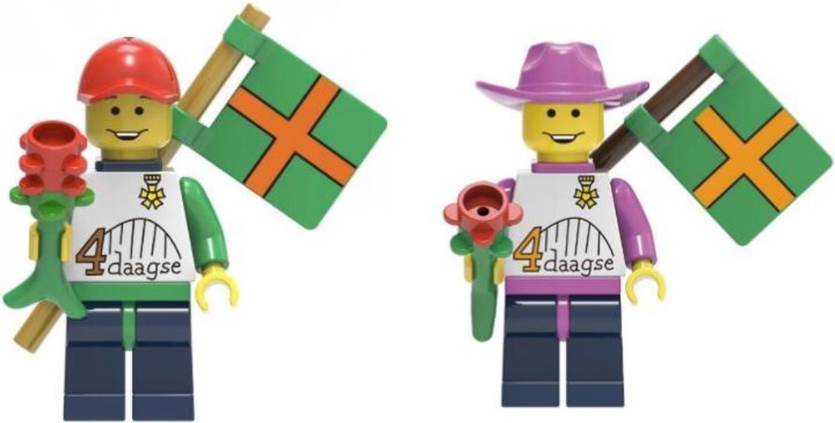 Brickfigures Nijmeegse 4-Daagse poppetje combi groene en roze woensdag editie