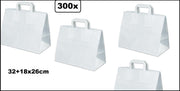 300x Draagtas snacktas blokbodem 32+18x26cm wit - tas snack papier FSC gecertificeerd duurzaam