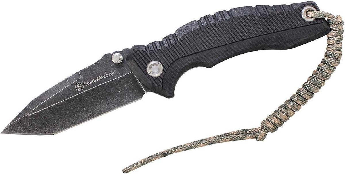 Smith And Wesson Zakmes Stonewashed 22 Cm Rvs Zwart